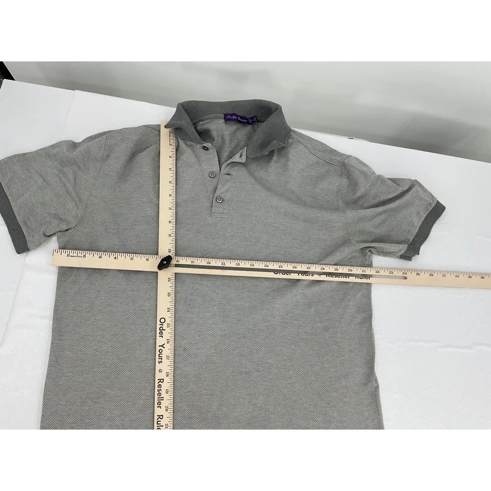 Ralph Lauren Golf Polo Shirt Herringbone‎ Pattern Gray Short Sleeve L